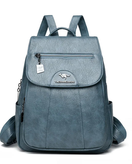 Vintage Damen-Rucksack PU braun mit Badge