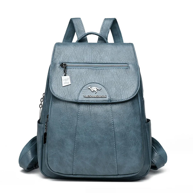 Vintage Damen-Rucksack PU braun mit Badge