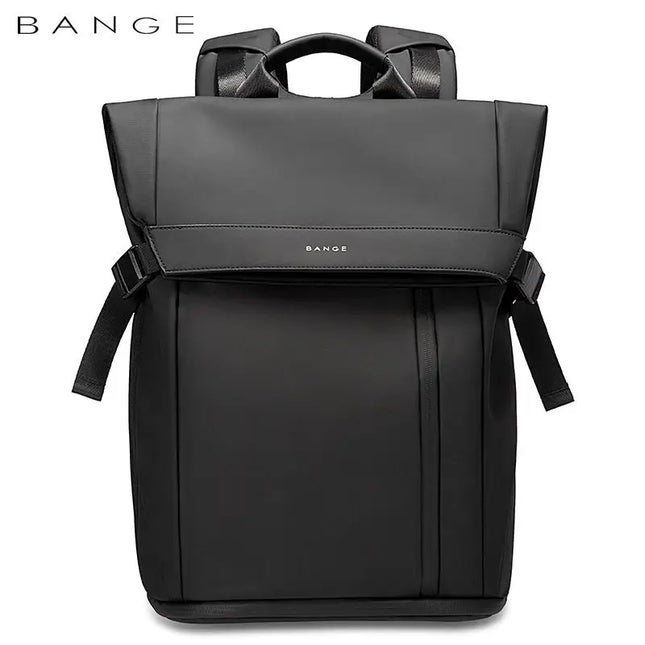 Design-Rucksack mit PU-Klappe schwarz