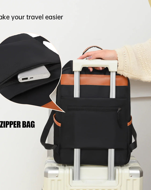 Gesteppter Damen-Rucksack schwarz cognac