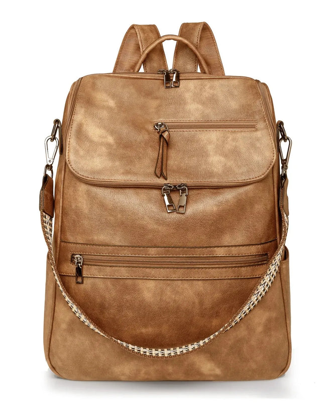 Distressed Damen-Rucksack braun Crossbody