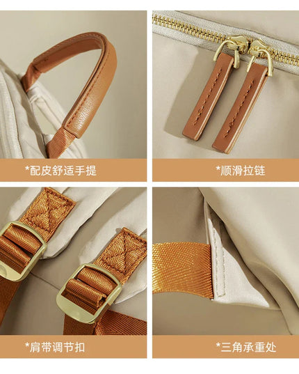 Eleganter Damen-Rucksack creme 15 Zoll gold