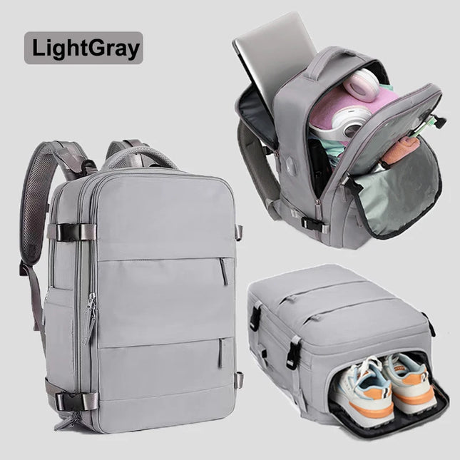Damen Reise-Rucksack lila mit Schuhfach