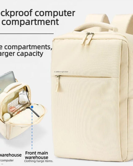 Stossfester Rucksack 17 Zoll beige und lila