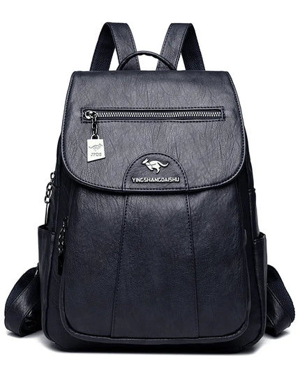 Vintage Damen-Rucksack PU braun mit Badge