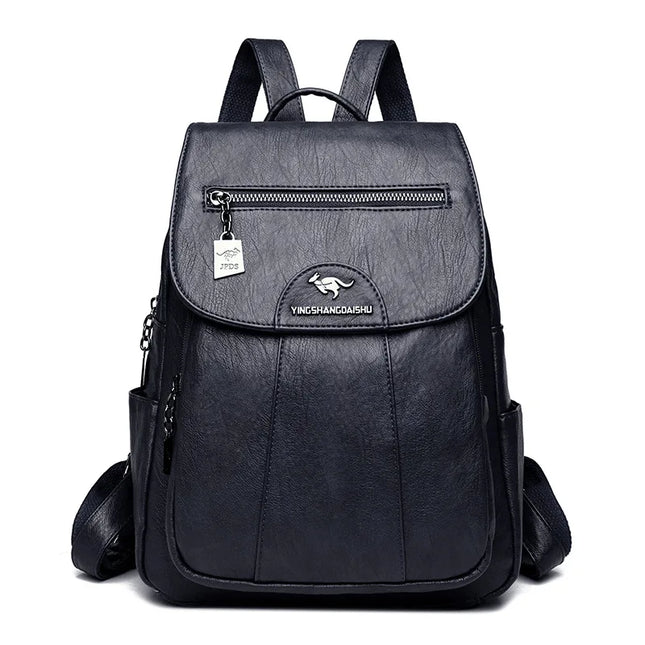 Vintage Damen-Rucksack PU braun mit Badge