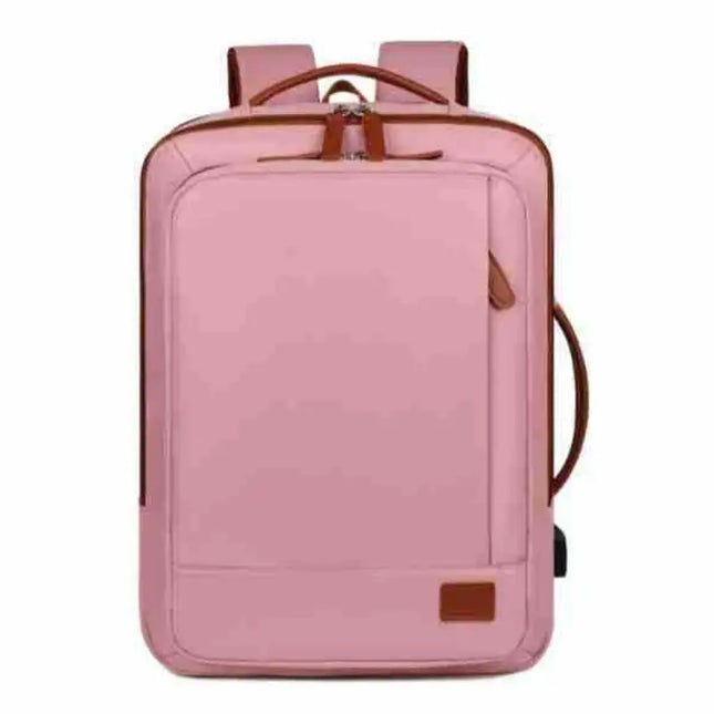 Weisser Business-Rucksack Cognac-Akzente USB