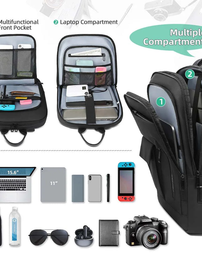 Laptop Rucksack 15.6 Zoll Herren mit USB-Port – HK Slim