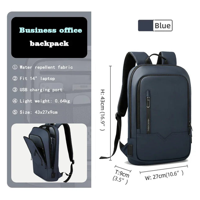 Slim Rucksack 15 Zoll blau wasserdicht