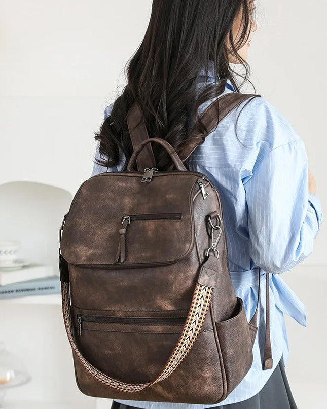 Stilvoller Damen-Rucksack 15 Zoll PU braun