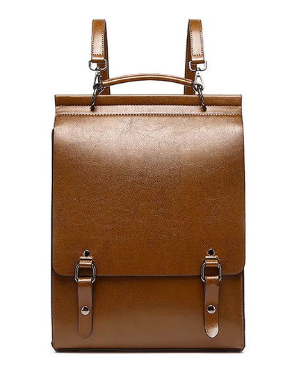 Echtleder Rucksack Damen mit Schnallen braun