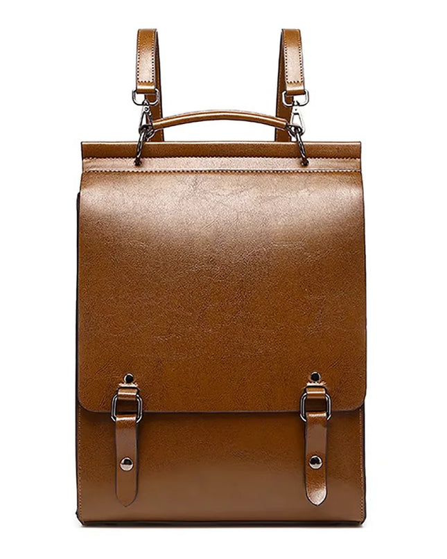 Echtleder Rucksack Damen mit Schnallen braun