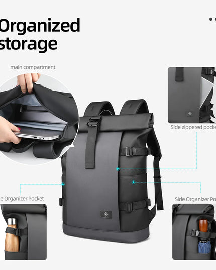 Laptop Rucksack: Wasserdichter Rolltop für 17 Zoll Laptops