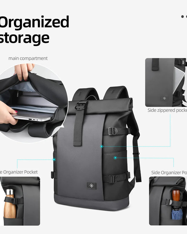 Laptop Rucksack: Wasserdichter Rolltop für 17 Zoll Laptops