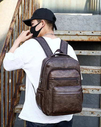 Leder-Rucksack Herren mit USB-Port