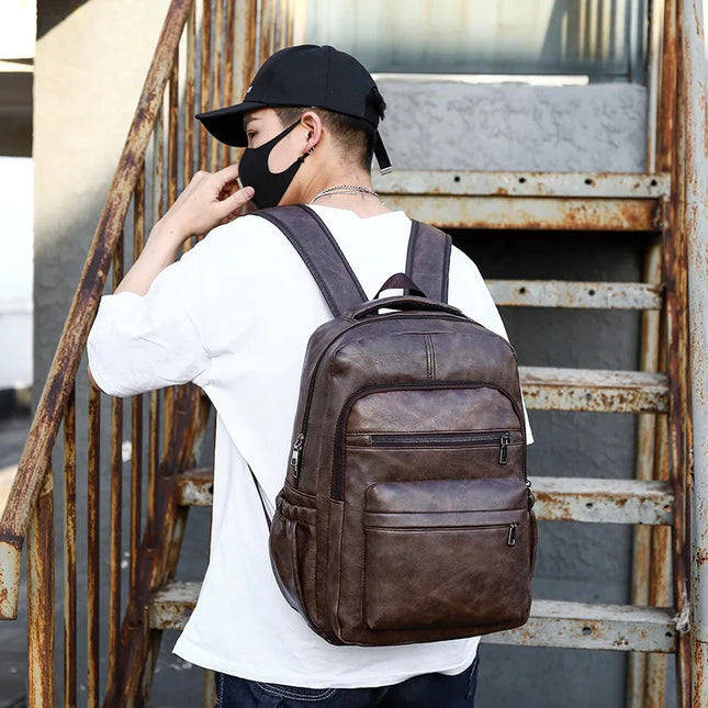 Leder-Rucksack Herren mit USB-Port