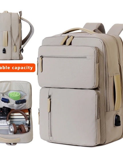 Erweiterbarer Reise-Rucksack beige Koffer