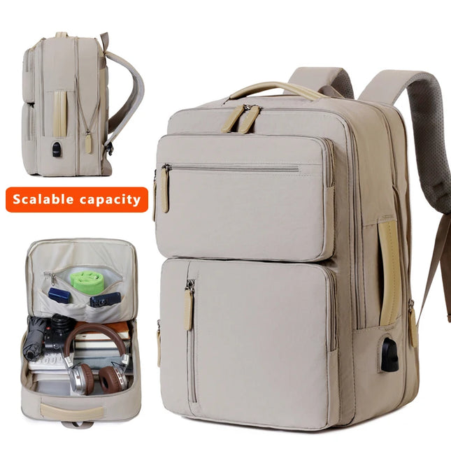 Erweiterbarer Reise-Rucksack beige Koffer