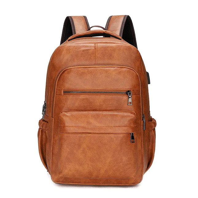 Leder-Rucksack Herren mit USB-Port