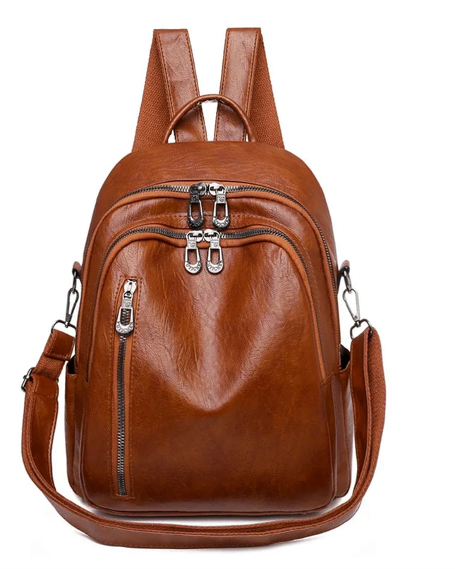 Kleiner Crossbody-Rucksack Damen PU braun