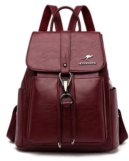 Damen PU-Rucksack burgund mit Kordelzug