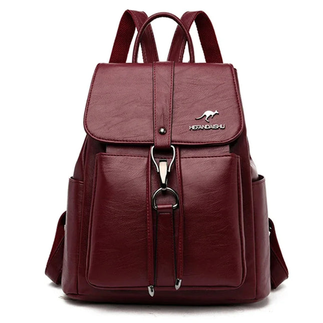 Damen PU-Rucksack burgund mit Kordelzug