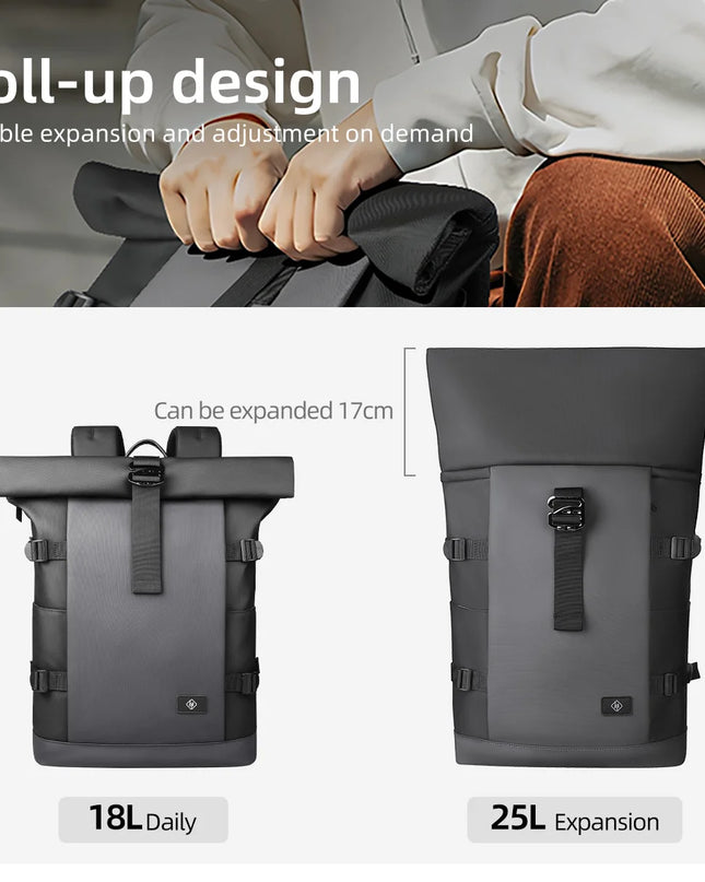 Laptop Rucksack: Wasserdichter Rolltop für 17 Zoll Laptops