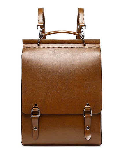 Echtleder Rucksack Damen mit Schnallen braun