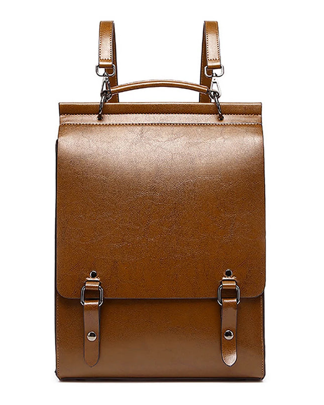 Echtleder Rucksack Damen mit Schnallen braun