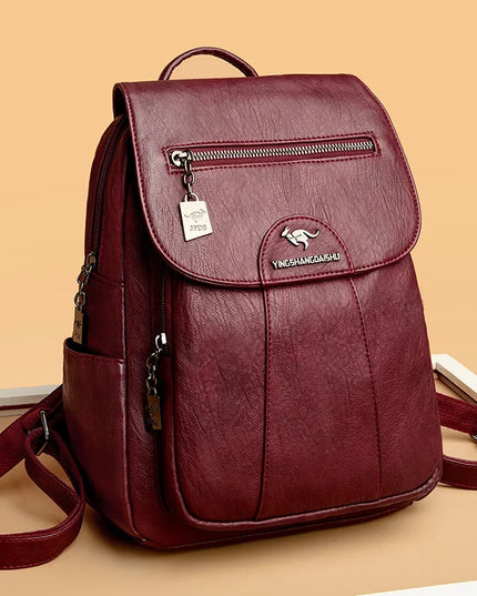 Vintage Damen-Rucksack PU braun mit Badge