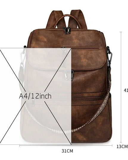 Stilvoller Damen-Rucksack 15 Zoll PU braun