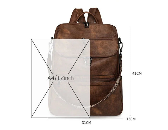 Stilvoller Damen-Rucksack 15 Zoll PU braun
