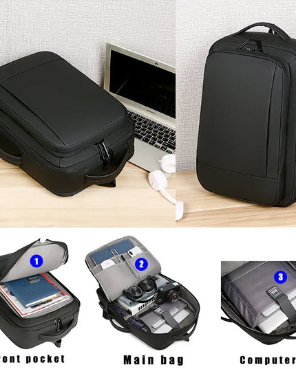 Flacher PU Business-Rucksack schlicht 15"
