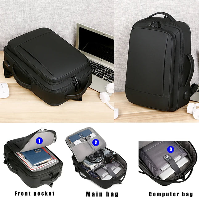 Flacher PU Business-Rucksack schlicht 15"