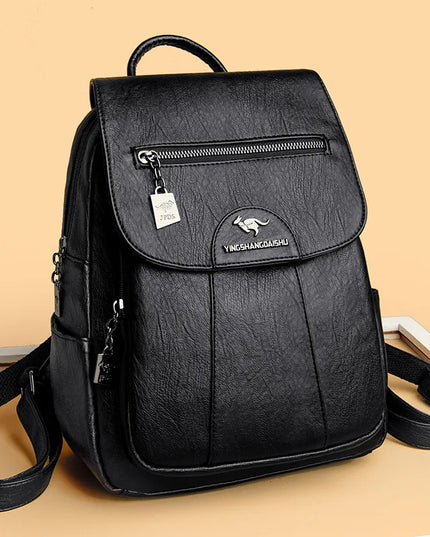 Vintage Damen-Rucksack PU braun mit Badge