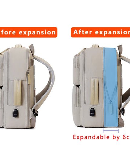 Erweiterbarer Reise-Rucksack beige Koffer