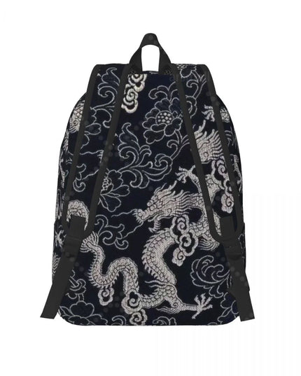 Vintage Rucksack Drachen-Muster schwarz