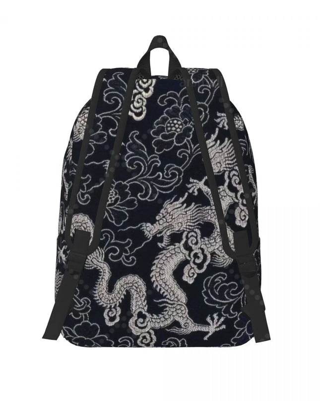 Vintage Rucksack Drachen-Muster schwarz