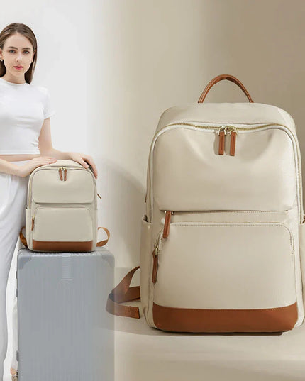 Eleganter Damen-Rucksack creme 15 Zoll gold
