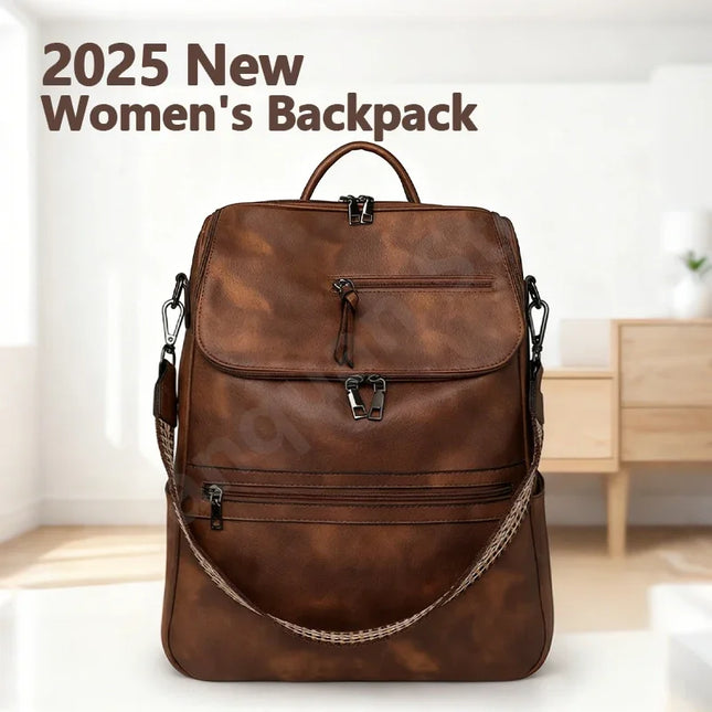 Stilvoller Damen-Rucksack 15 Zoll PU braun