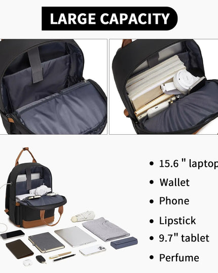 Damen-Rucksack 15.6 Zoll mit Lederakzenten