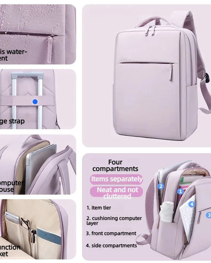 Stossfester Rucksack 17 Zoll beige und lila