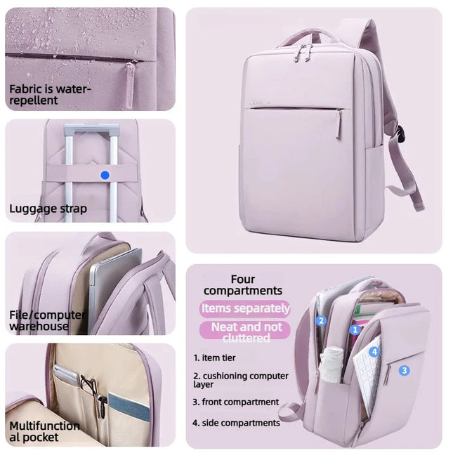 Stossfester Rucksack 17 Zoll beige und lila