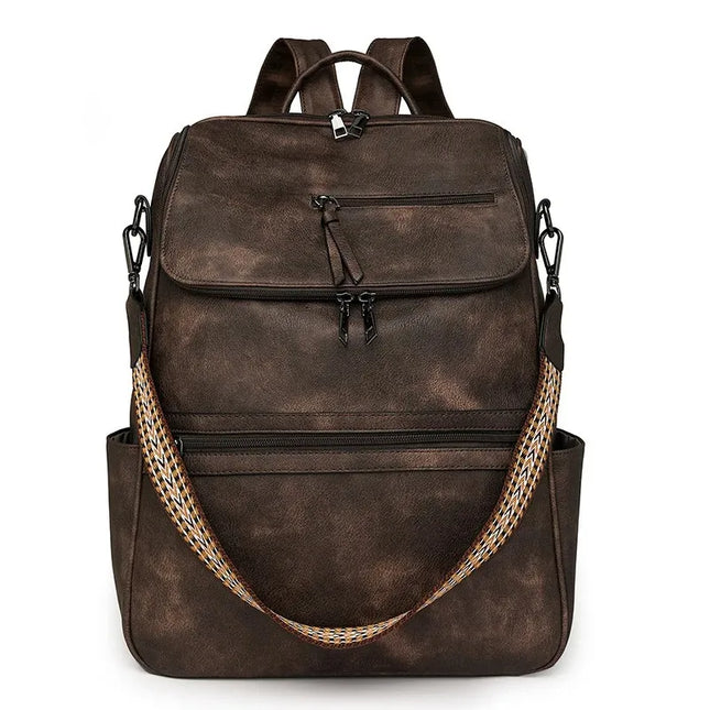 Distressed Damen-Rucksack braun Crossbody