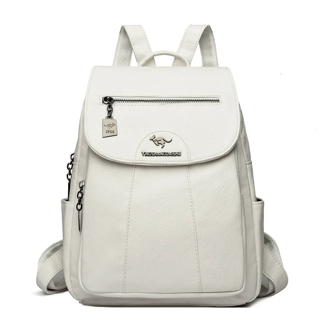 Vintage Damen-Rucksack PU braun mit Badge