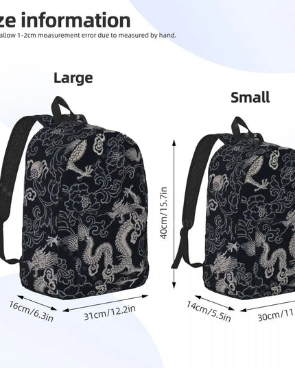 Vintage Rucksack Drachen-Muster schwarz