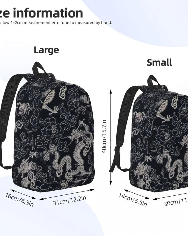 Vintage Rucksack Drachen-Muster schwarz