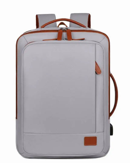 Weisser Business-Rucksack Cognac-Akzente USB