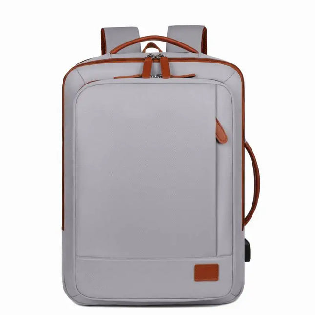 Weisser Business-Rucksack Cognac-Akzente USB