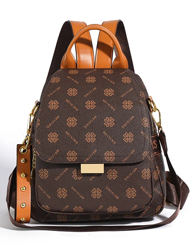 Designer-Rucksack Damen Muster braun gold